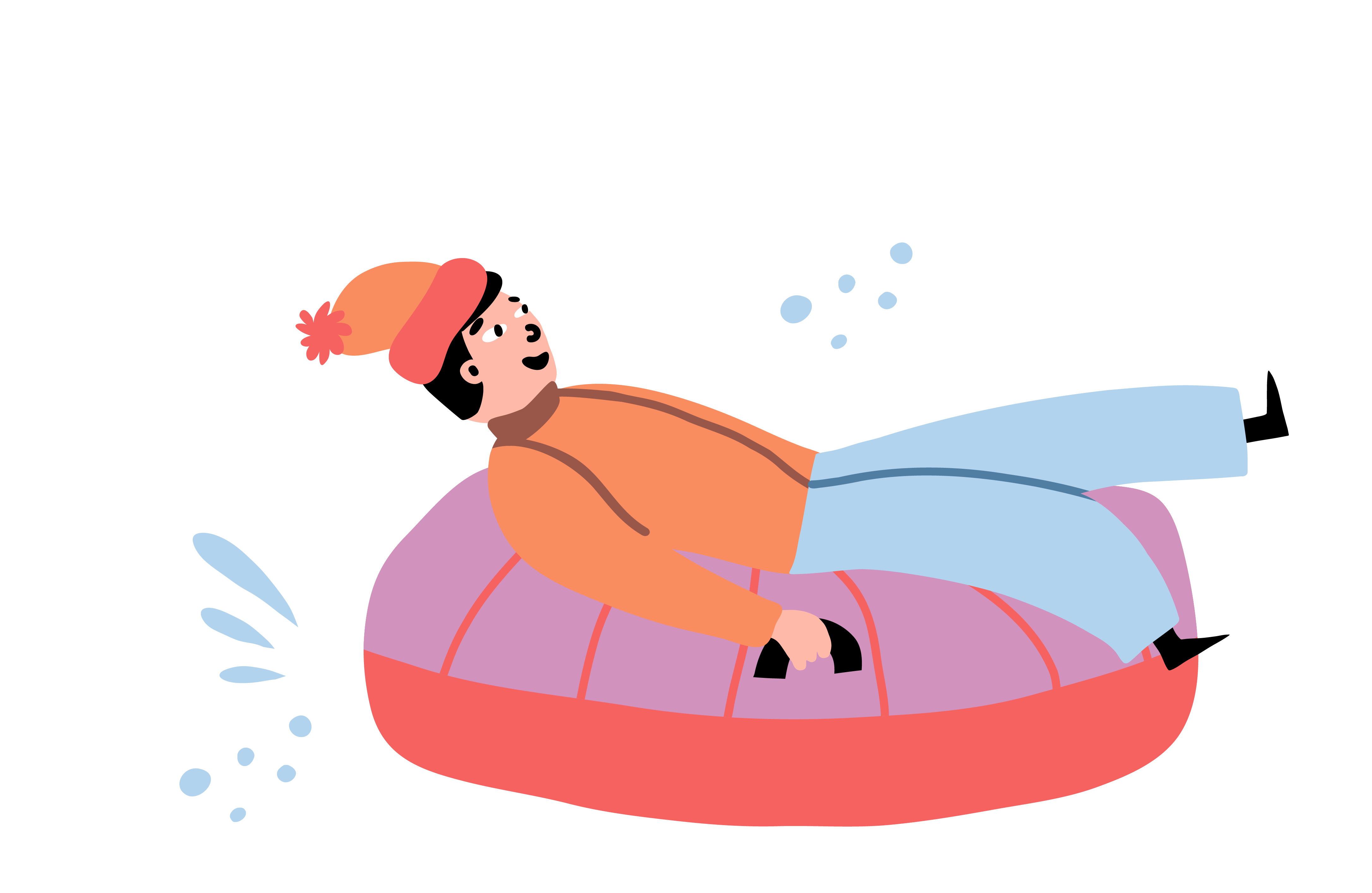 cartoon of a person winter tubing
