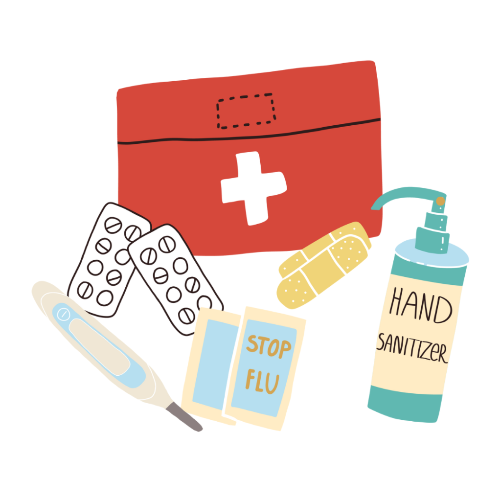 illustration of first aid supplies