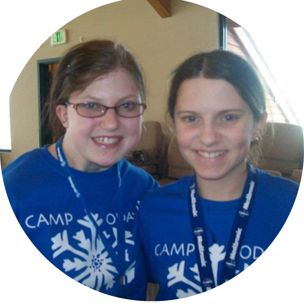 Two campers in blue Winter Camp shirts