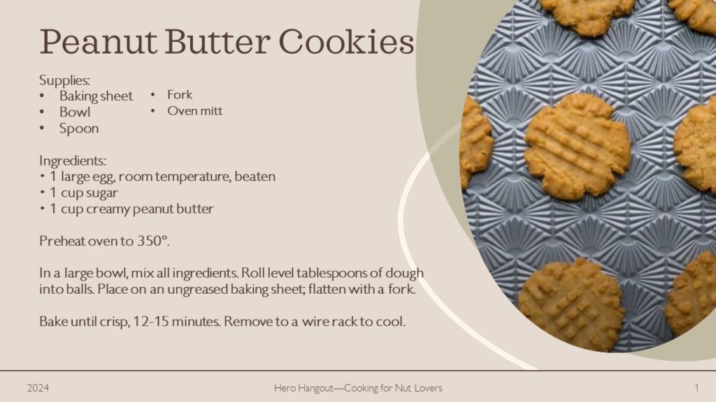 Peanut Butter Cookie recipe and photo of cookies