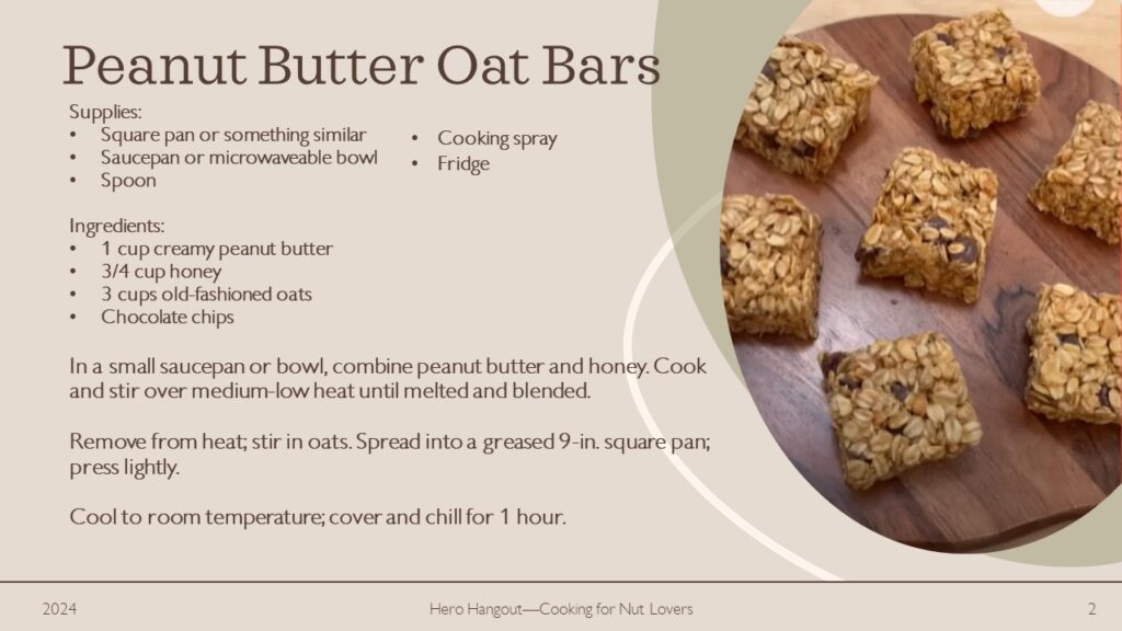 Peanut Butter Oat Bars recipe and photo of oat bars