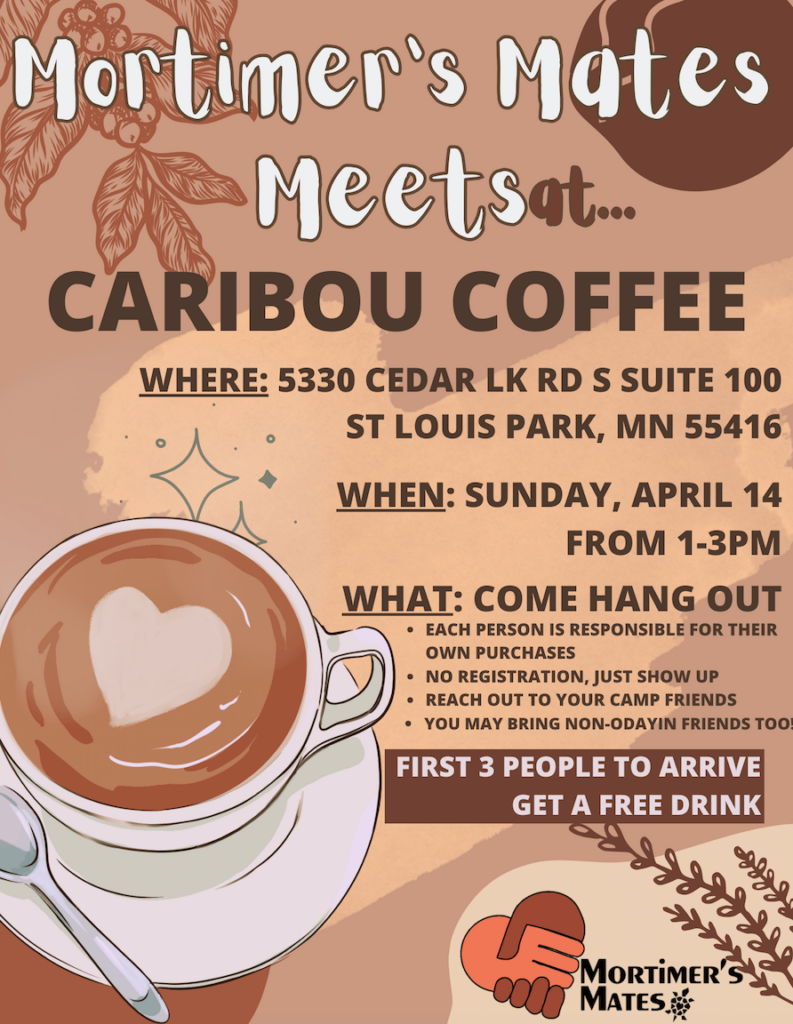 Mortimer's Mates Meets at Caribou Coffee event flyer