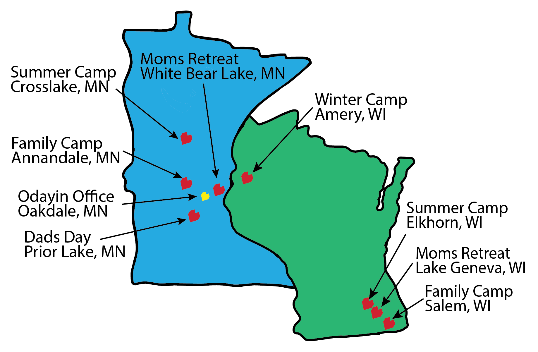Map of all MN & WI camp locations